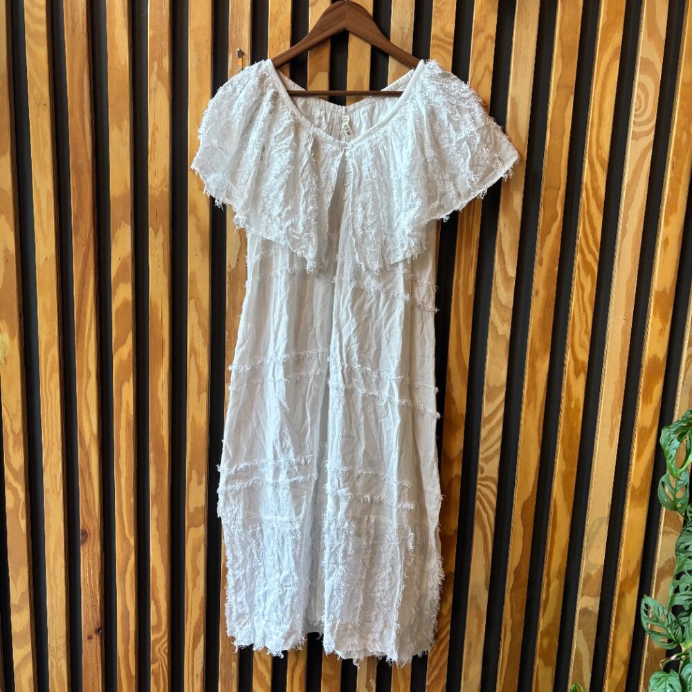 Mirth Capri Dress in White Fringe